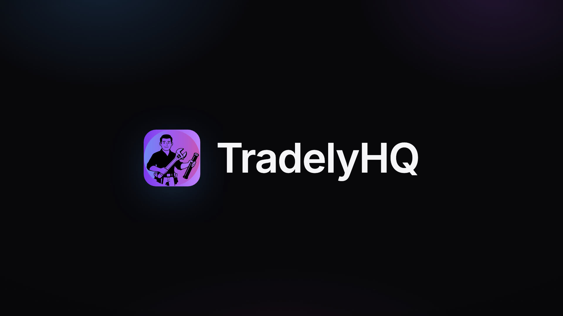 Preview frame of the TradelyHQ contractor workflow video, with the TradelyHQ logo on a dark background.